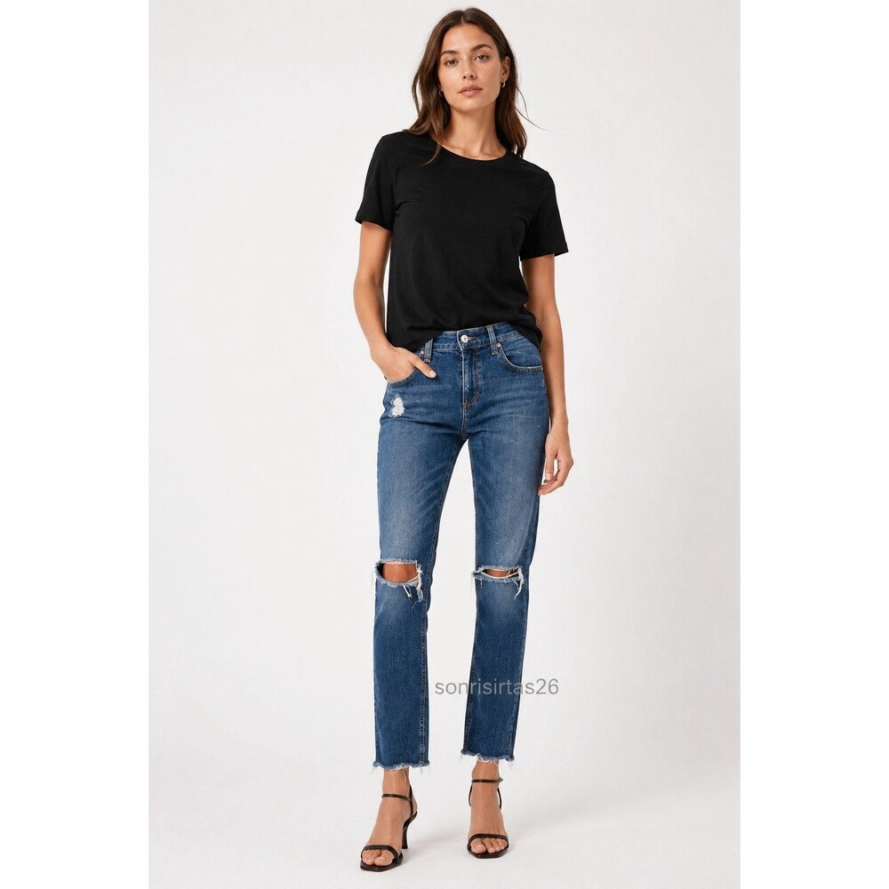 Rag & Bone Dre Mabel Distressed Crop Boyfriend Jeans 25 Raw Hem Denim Casual Coo